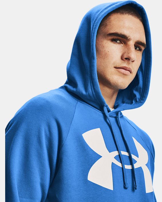 Men's UA Rival Fleece Big Logo Hoodie, Blue, pdpMainDesktop image number 3